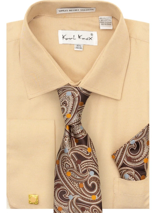 Karl Knox Men's French Cuff Shirt Set - Bold Jacquard 7 Karl Knox Men's French Cuff Shirt Set - Bold Jacquard - Image 5