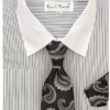 Karl Knox Men's French Cuff Shirt Set - Floral Jacquard -Empire Shop 4493 black