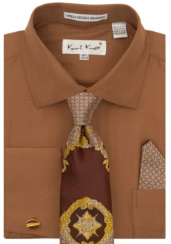 Karl Knox Men's French Cuff Shirt Set - Fashion Two Tone