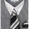 Karl Knox Men's French Cuff Shirt Set - Patterned Stripes -Empire Shop 4500 black