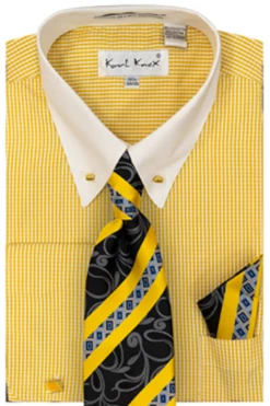 Karl Knox Men's French Cuff Shirt Set - Patterned Stripes -Empire Shop 4500 gold