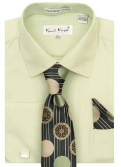 Karl Knox Men's French Cuff Shirt Set - Sleek Designs -Empire Shop 4502 sage