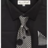 Karl Knox Men's French Cuff Shirt Set - Checker-Dot Tie 2 Karl Knox Men's French Cuff Shirt Set - Checker-Dot Tie -Empire Shop 4503 black