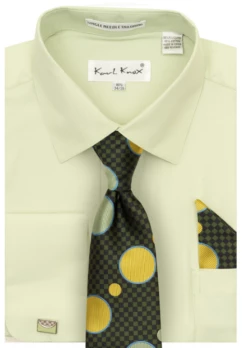 Karl Knox Men's French Cuff Shirt Set - Checker-Dot Tie 11 Karl Knox Men's French Cuff Shirt Set - Checker-Dot Tie -Empire Shop 4503 sage