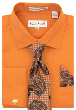 Karl Knox Men's French Cuff Shirt Set - X-Pattern -Empire Shop 4505 rust