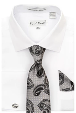 Karl Knox Men's French Cuff Shirt Set - X-Pattern -Empire Shop 4505 white