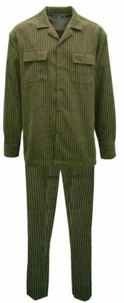 Stacy Adams Men's 2 Piece Corduroy Walking Suit - Vertical Stripes -Empire Shop 4955 olv frnt