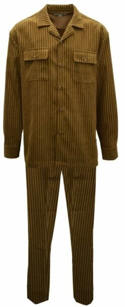 Stacy Adams Men's 2 Piece Corduroy Walking Suit - Vertical Stripes -Empire Shop 4955 taupe frnt