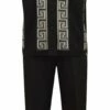 Silversilk Men's 2 Piece Short Sleeve Walking Suit - Square Spirals -Empire Shop 51011 blk f1