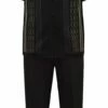 Silversilk Men's 2 Piece Short Sleeve Walking Suit - Multi-Pattern -Empire Shop 51017 blk f1