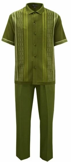 Silversilk Men's 2 Piece Short Sleeve Walking Suit - Multi-Pattern -Empire Shop 51017 grass f1