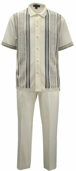 Silversilk Men's 2 Piece Short Sleeve Walking Suit - Multi-Pattern -Empire Shop 51017 white f1