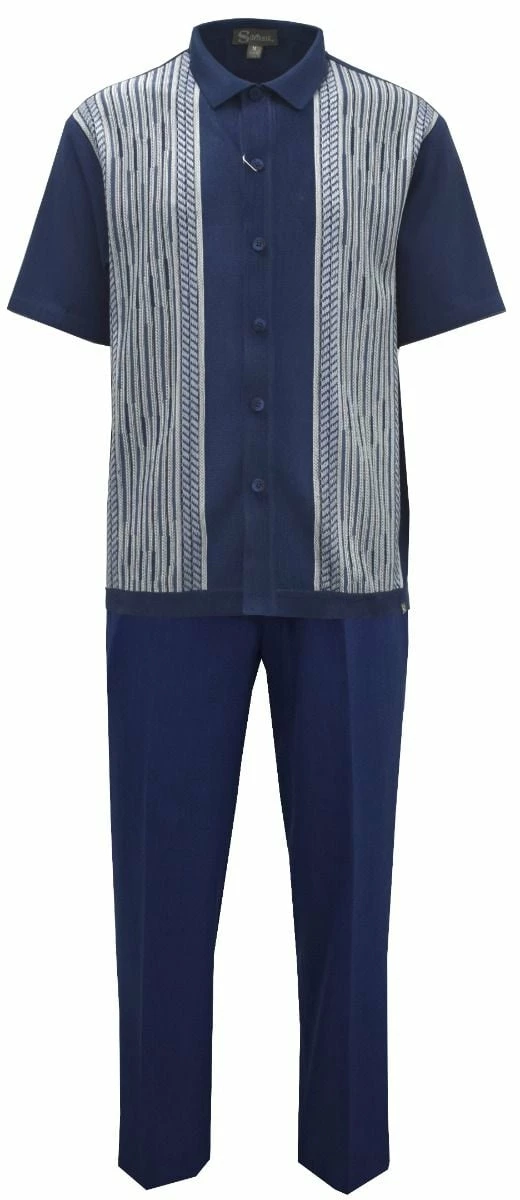 Silversilk Men's 2 Piece Short Sleeve Walking Suit - Patterned Stripes 6 Silversilk Men's 2 Piece Short Sleeve Walking Suit - Patterned Stripes - Image 4
