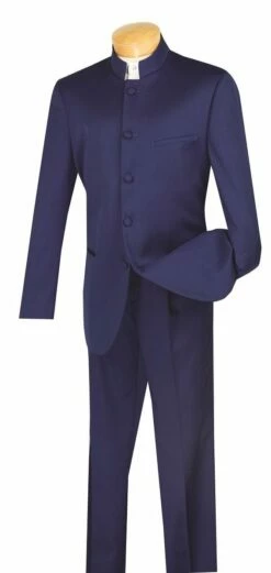 Vinci Men's 2 Piece Nehru Outlet Suit - 5 Button Fashion Style 10 Vinci Men's 2 Piece Nehru Outlet Suit - 5 Button Fashion Style -Empire Shop 5ht navy 1 1