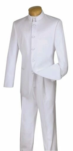 Vinci Men's 2 Piece Nehru Outlet Suit - 5 Button Fashion Style 11 Vinci Men's 2 Piece Nehru Outlet Suit - 5 Button Fashion Style -Empire Shop 5ht white 1 1