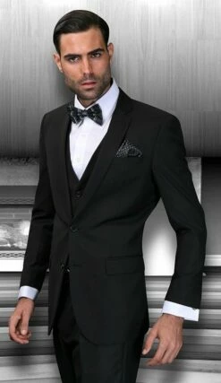 Statement Men's 3 Piece Wool Blend Outlet Suit - Solid Colors