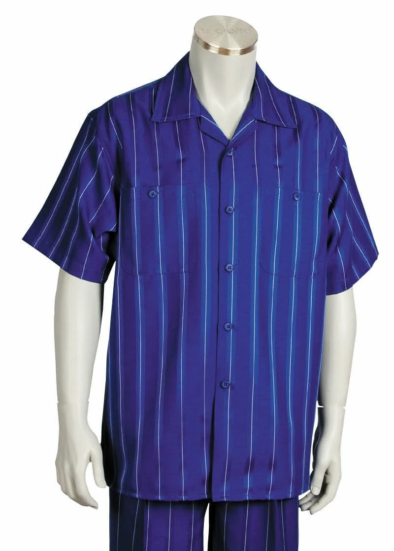 Canto Men's 2 Piece Short Sleeve Walking Suit - Chalk Stripe 8 Canto Men's 2 Piece Short Sleeve Walking Suit - Chalk Stripe - Image 6