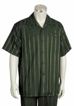 Canto Men's 2 Piece Short Sleeve Walking Suit - Chalk Stripe 16 Canto Men's 2 Piece Short Sleeve Walking Suit - Chalk Stripe -Empire Shop 6101 03 olive 1
