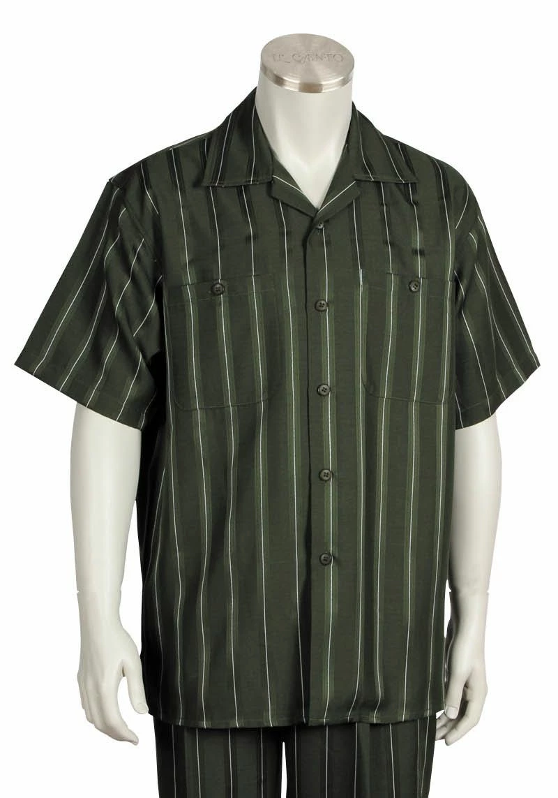 Canto Men's 2 Piece Short Sleeve Walking Suit - Chalk Stripe 5 Canto Men's 2 Piece Short Sleeve Walking Suit - Chalk Stripe - Image 3