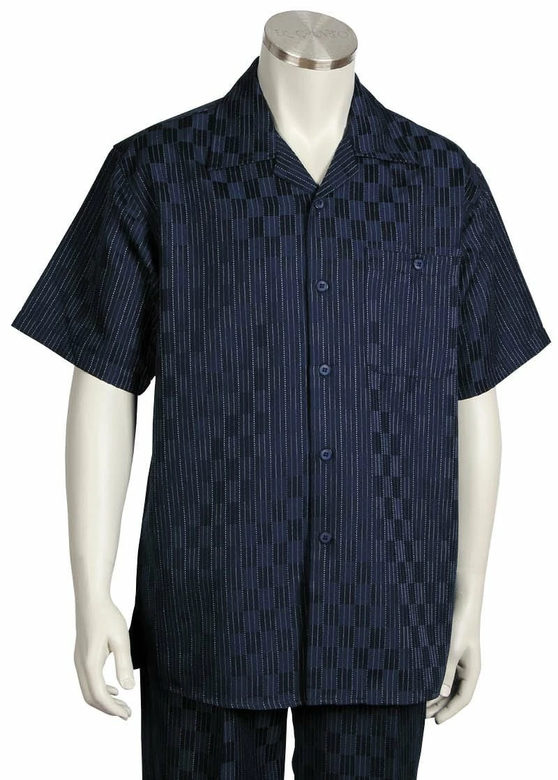 Canto Men's 2 Piece Short Sleeve Walking Suit - Windowpane 4 Canto Men's 2 Piece Short Sleeve Walking Suit - Windowpane - Image 2