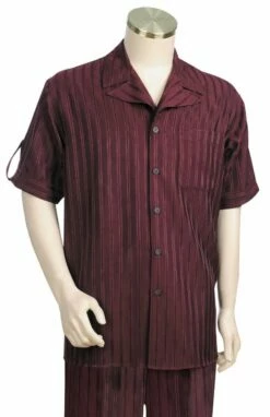 Canto Men's 2 Piece Short Sleeve Walking Suit - Wide Collar 12 Canto Men's 2 Piece Short Sleeve Walking Suit - Wide Collar -Empire Shop 683 03 wine
