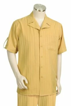 Canto Men's 2 Piece Short Sleeve Walking Suit - Wide Collar 17 Canto Men's 2 Piece Short Sleeve Walking Suit - Wide Collar -Empire Shop 683 04 gold 1
