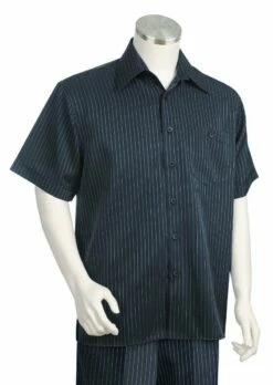 Canto Men's 2 Piece Short Sleeve Walking Suit - Classic Stripe