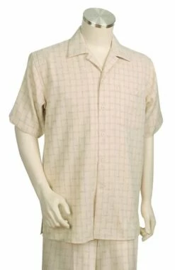 Canto Men's 2 Piece Short Sleeve Walking Suit - Checker