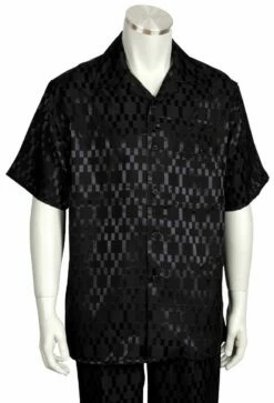 Canto Men's 2 Piece Short Sleeve Walking Suit - Shiny Checker