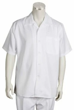 Canto Men's 2 Piece Short Sleeve Walking Suit - Subtle Stripe -Empire Shop 689 02 white 1