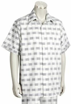 Canto Men's 2 Piece Short Sleeve Walking Suit - Bold Checker