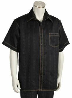 Canto Men's 2 Piece Short Sleeve Walking Suit - Seam Details