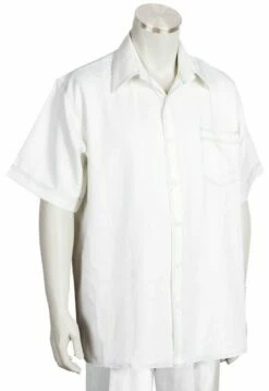 Canto Men's 2 Piece Short Sleeve Walking Suit - Seam Details -Empire Shop 698 03 offwhite