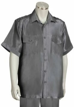 Canto Men's 2 Piece Short Sleeve Walking Suit - Shoulder Detail