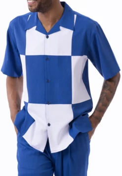 Montique Men's 2 Piece Short Set Walking Suit - Vibrant Checker