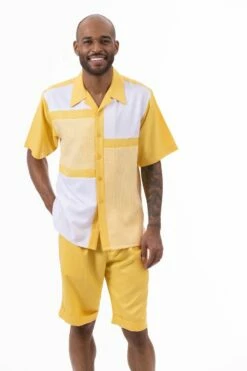 Montique Men's 2 Piece Short Set Walking Suit - Houndstooth Windowpane