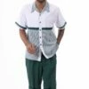 Montique Men's 2 Piece Short Set Walking Suit - Light Houndstooth -Empire Shop 72318 emerald 3767