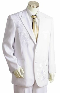 Canto Men's 2 Piece Fashion Suit - Embroidered Jacket 9 Canto Men's 2 Piece Fashion Suit - Embroidered Jacket -Empire Shop 8301 03 white