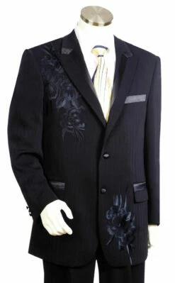 Canto Men's 2 Piece Fashion Suit - Embroidered Jacket 10 Canto Men's 2 Piece Fashion Suit - Embroidered Jacket -Empire Shop 8301 04 navy
