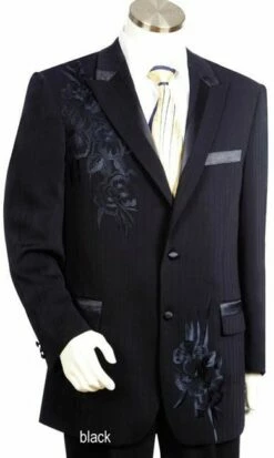 Canto Men's 2 Piece Fashion Suit - Embroidered Jacket 11 Canto Men's 2 Piece Fashion Suit - Embroidered Jacket -Empire Shop 8301black