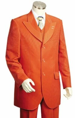 Canto Men's 3 Piece Wool Feel Fashion Suit - Tone On Tone Stripe 8 Canto Men's 3 Piece Wool Feel Fashion Suit - Tone On Tone Stripe -Empire Shop 8306 03 orange