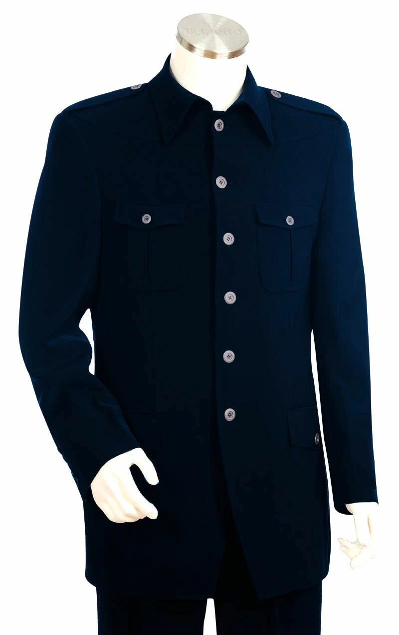 Canto Men's 2 Piece Military Style Fashion Suit - Button Details 3 Canto Men's 2 Piece Military Style Fashion Suit - Button Details