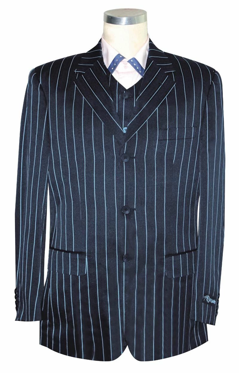 Canto Men's 3 Piece Microfiber Fashion Suit - Bold Pinstripe 4 Canto Men's 3 Piece Microfiber Fashion Suit - Bold Pinstripe - Image 2