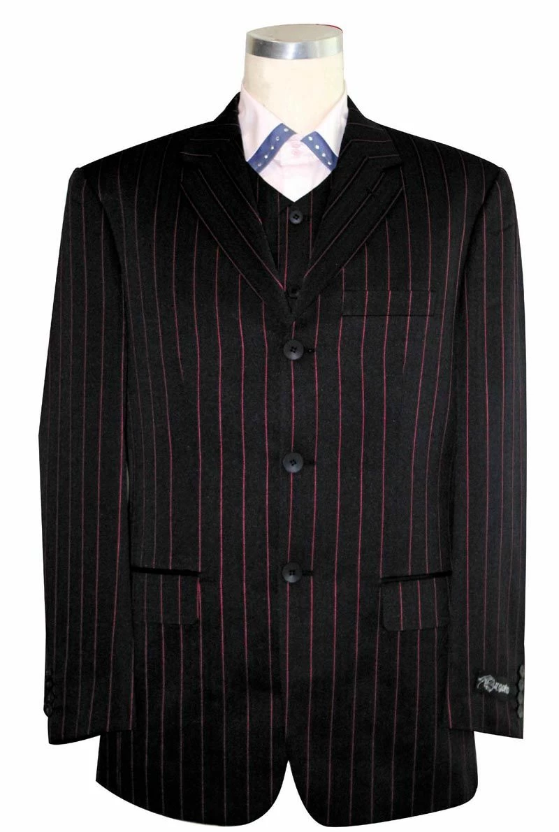 Canto Men's 3 Piece Microfiber Fashion Suit - Bold Pinstripe 5 Canto Men's 3 Piece Microfiber Fashion Suit - Bold Pinstripe - Image 3