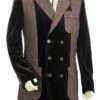 Canto Men's 3 Piece Double Breasted Denim Suit - Velvet Trim -Empire Shop 8350 01 brown 2