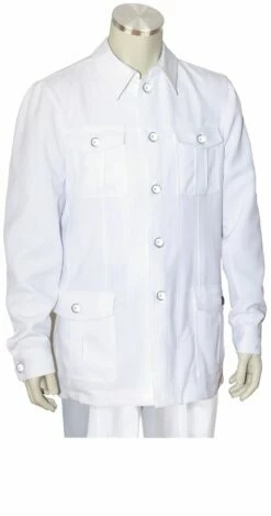 Canto Men's 2 Piece Long Sleeve Walking Suit - Casual Urban -Empire Shop 8364 white