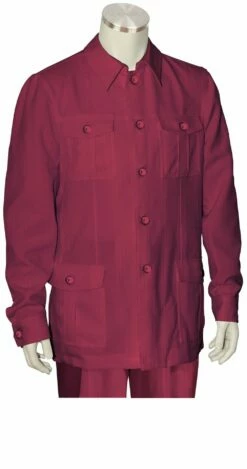 Canto Men's 2 Piece Long Sleeve Walking Suit - Casual Urban -Empire Shop 8364 wine 1