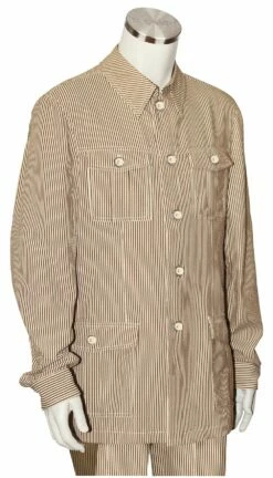 Canto Men's 2 Piece Long Sleeve Walking Suit - Urban Stripe -Empire Shop 8365 brown 1 1