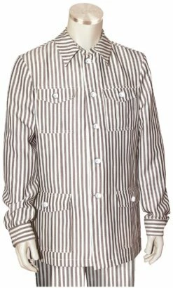Canto Men's 2 Piece Long Sleeve Walking Suit - Wide Stripe -Empire Shop 8366 brown white 1 1