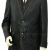 Canto Men's 3 Piece Fashion Suit - Fancy Pattern Leather Trim